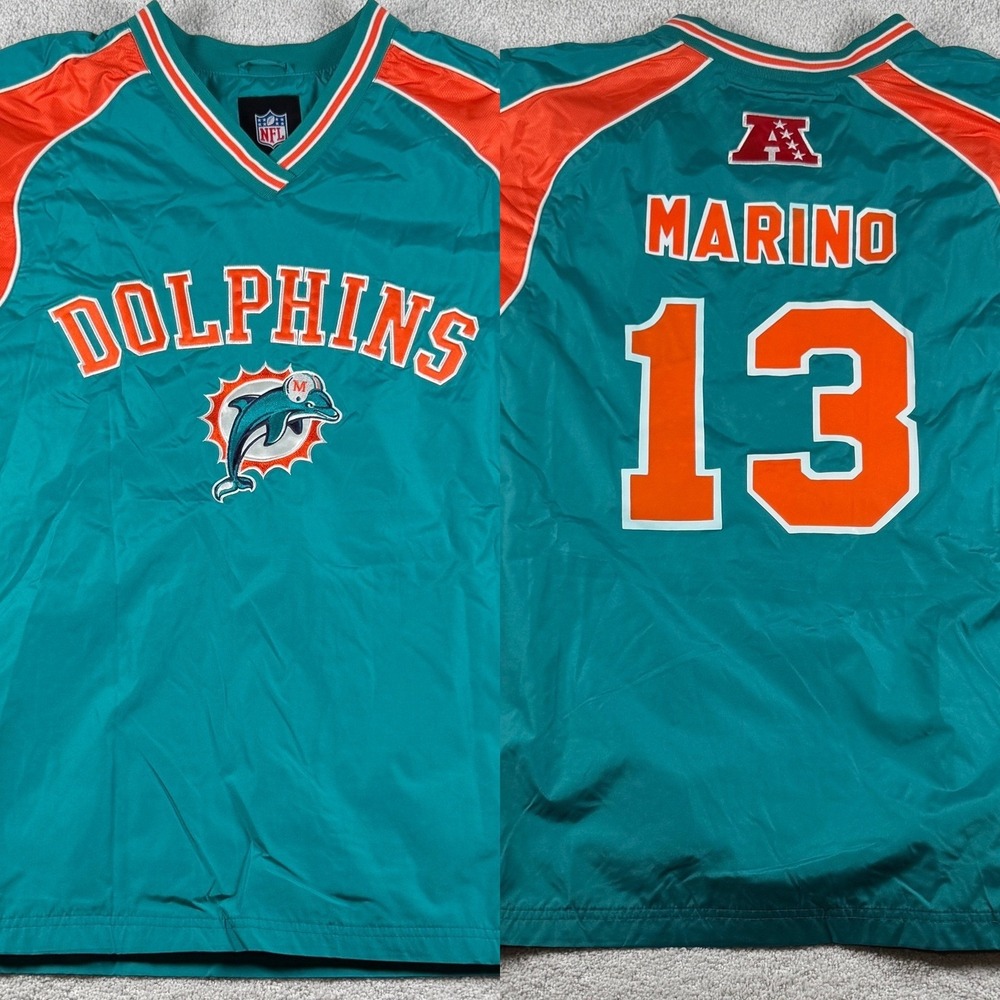 Dan Marino Miami Dolphins NFL Football Men XXL Teal Windbreaker Pullover 2XL NWT
